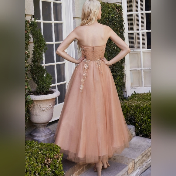 COPY - Rose gold strapless formal evening bridesmaid mother of the bride dress - Picture 5 of 8